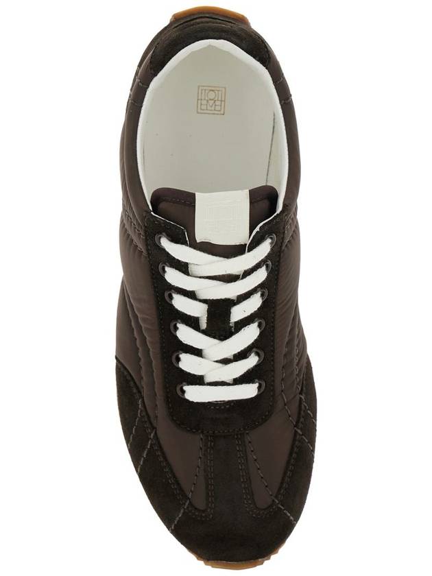 Brown Sneakers With Logo Detail On The Tongue In Suede And Tech Fabric Woman - TOTEME - BALAAN 4