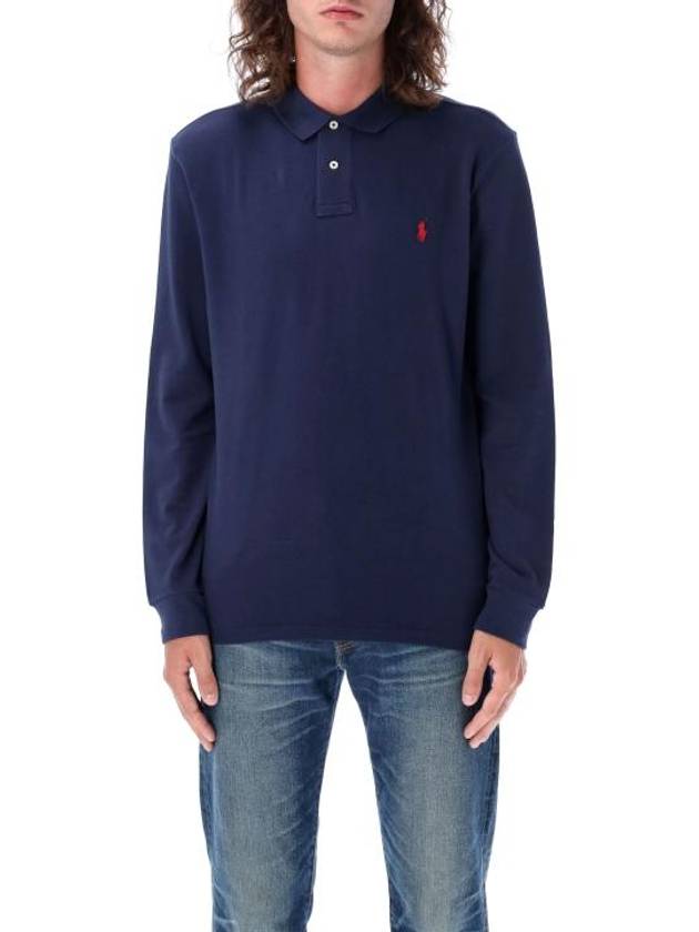 Embroidered Logo Slim Fit Polo Shirt Dark Blue - POLO RALPH LAUREN - BALAAN 2