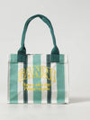 Logo Stripe Tote Bag Shoulder Bag Green - GANNI - BALAAN 1