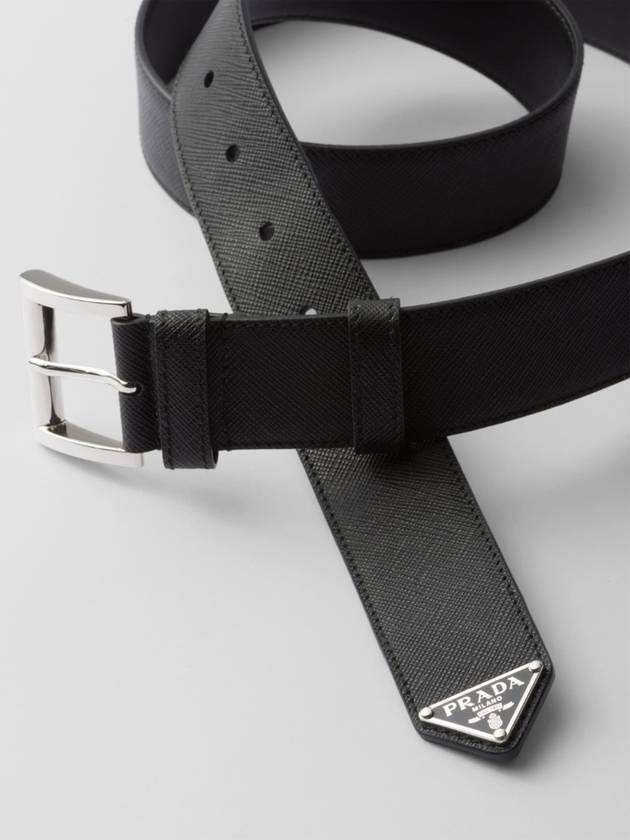 Saffiano Leather Belt Black - PRADA - BALAAN 4