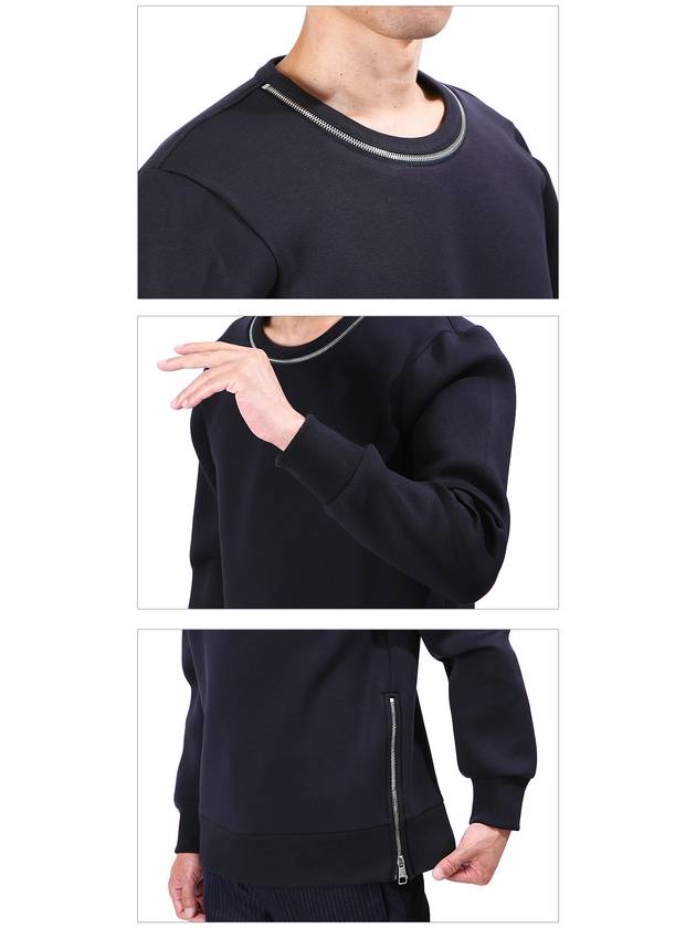 Zipper Round Neoprene Sweatshirt Navy - NEIL BARRETT - BALAAN 5