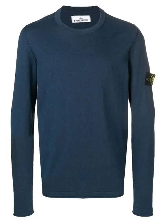 Wappen Patch Crew Neck Knit Top Blue - STONE ISLAND - BALAAN 2