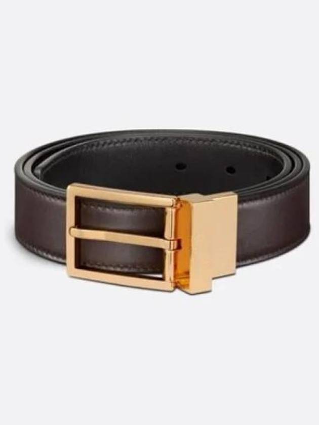 logo detail buckle reversible leather belt black brown - DIOR - BALAAN 2