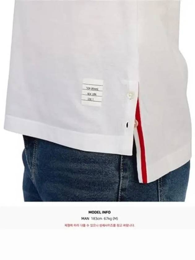 Men's Three Stripes Pocket Mercerized Short Sleeve Polo Shirt White - THOM BROWNE - BALAAN 9