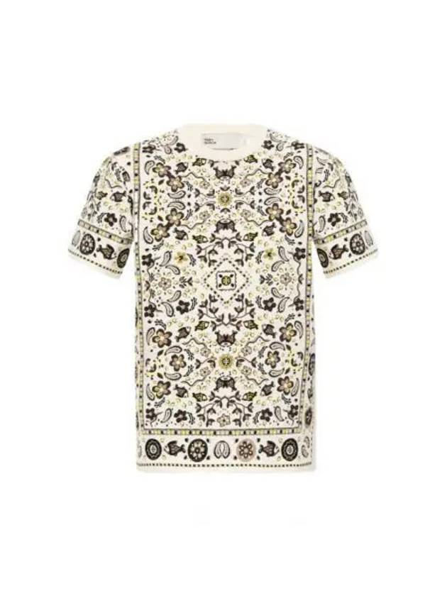 Printed Cotton Jersey Short Sleeve T-Shirt Ivory Pisces Dream - TORY BURCH - BALAAN 2