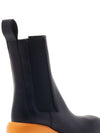 Women's Flash Platform Leather Chelsea Boots Black Tangerine - BOTTEGA VENETA - BALAAN.