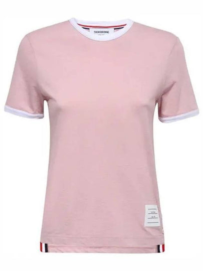 Women's Melange Jersey Ringer Short Sleeve T-Shirt Light Pink - THOM BROWNE - BALAAN 2