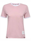 Women's Melange Jersey Ringer Short Sleeve T-Shirt Light Pink - THOM BROWNE - BALAAN 2