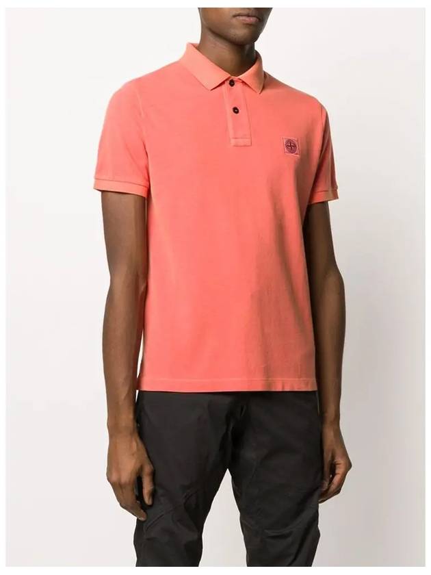 Men's Wappen Logo Patch Polo Shirt Orange - STONE ISLAND - BALAAN.