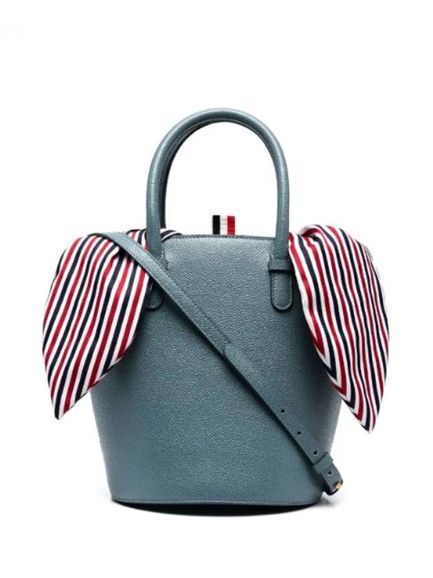 Pebble Grain Leather Bucket Bag Blue - THOM BROWNE - BALAAN 1