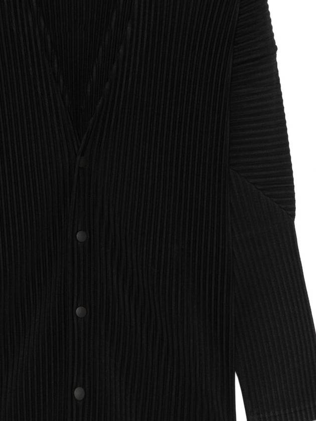 V-Neck Pleat Cardigan Black - ISSEY MIYAKE - BALAAN 3