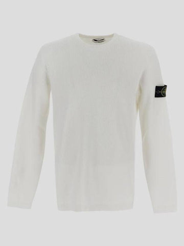 Wappen Patch Crew Neck Knit Top White - STONE ISLAND - BALAAN 1