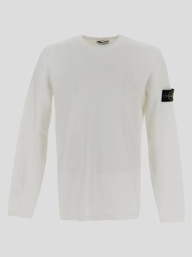 Wappen Patch Crew Neck Knit Top White - STONE ISLAND - BALAAN 1