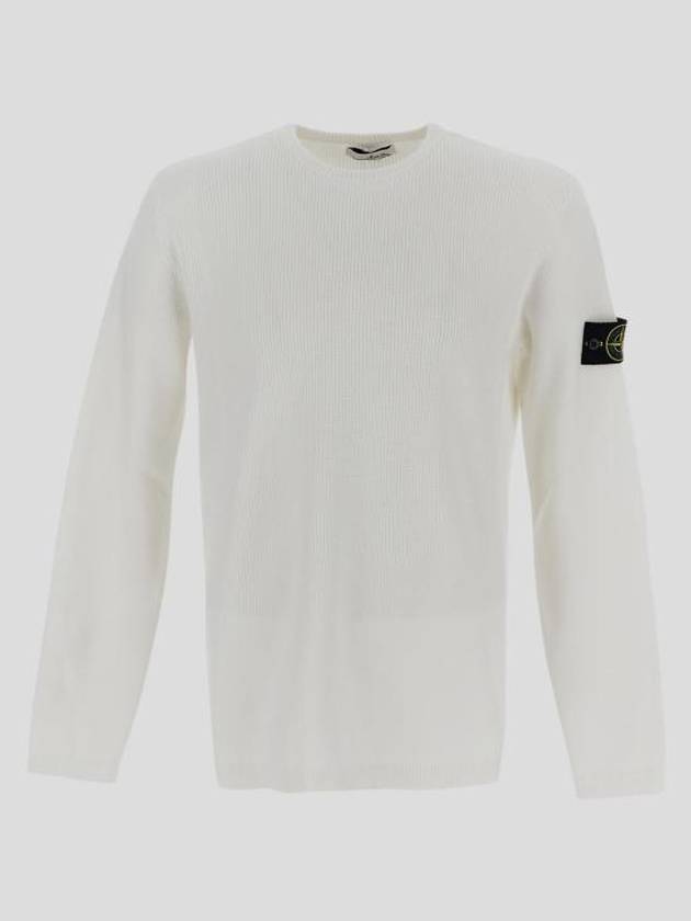 Wappen Patch Crew Neck Knit Top White - STONE ISLAND - BALAAN 1