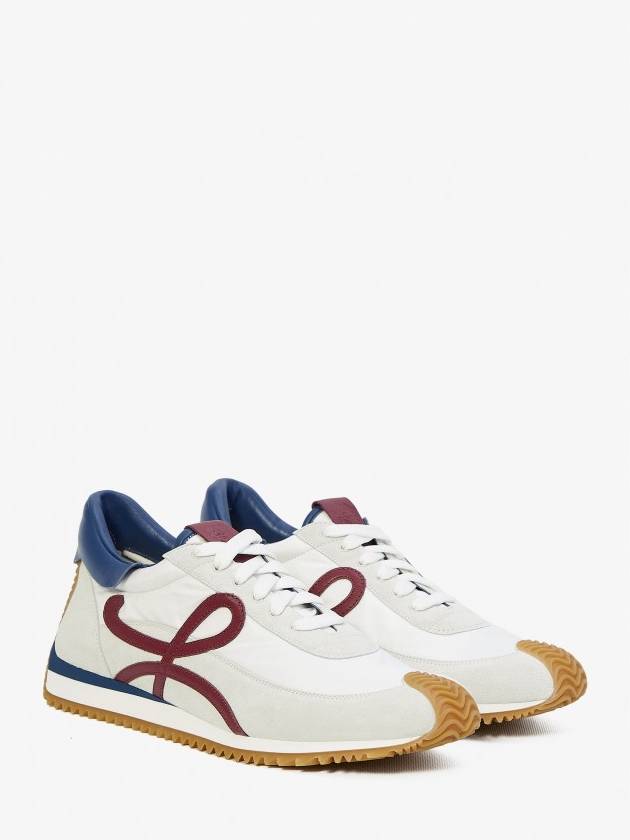 Flow Runner Nylon Suede Low Top Sneakers White Denim Raspberry - LOEWE - BALAAN 3