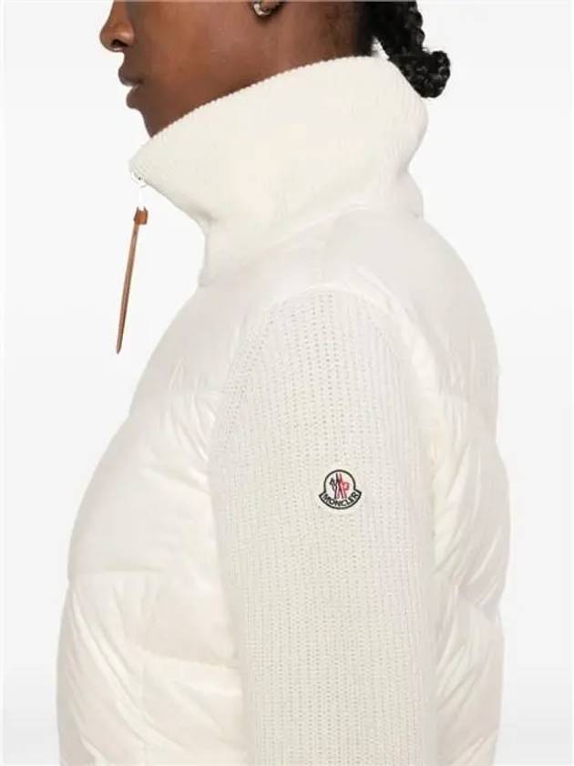 Women's Padded Wool Zip-Up Cardigan Ivory - MONCLER - BALAAN 5