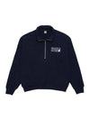 Logo Print Half Zip-up Cotton Sweatshirt Navy - SPORTY & RICH - BALAAN 2