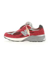 990 V3 Leather Mesh Low Top Sneakers Red - NEW BALANCE - BALAAN 1