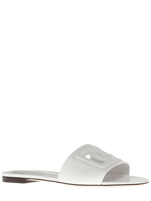 DG Logo Leather Flat Slippers White - DOLCE&GABBANA - BALAAN 3