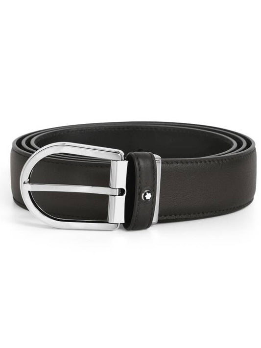 Men's Horsebit Buckle Classic Leather Belt Black - MONTBLANC - BALAAN 1