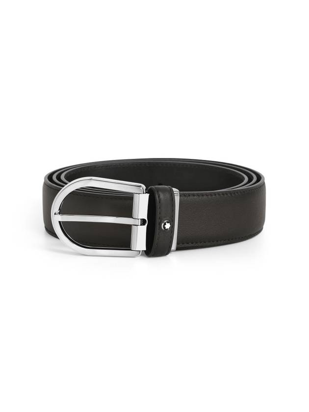 Horseshoe Buckle Classic Leather Belt Grey - MONTBLANC - BALAAN 1