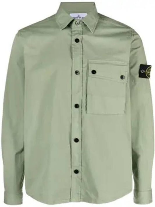 Men's Wappen Patch Long Sleeve Shirt Green - STONE ISLAND - BALAAN 1