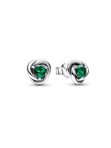 May Birthstone Eternity Stud Earrings Green Silver - PANDORA - BALAAN 1