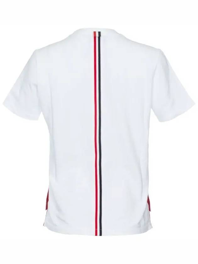 Center Back Stripe Classic Cotton Pique Relaxed Fit Short Sleeve T-Shirt White - THOM BROWNE - BALAAN 8