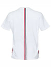 Center Back Stripe Classic Cotton Pique Relaxed Fit Short Sleeve T-Shirt White - THOM BROWNE - BALAAN 3