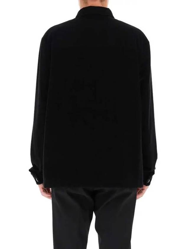 Triangle Logo Corduroy Long Sleeve Shirt Black - PRADA - BALAAN 5