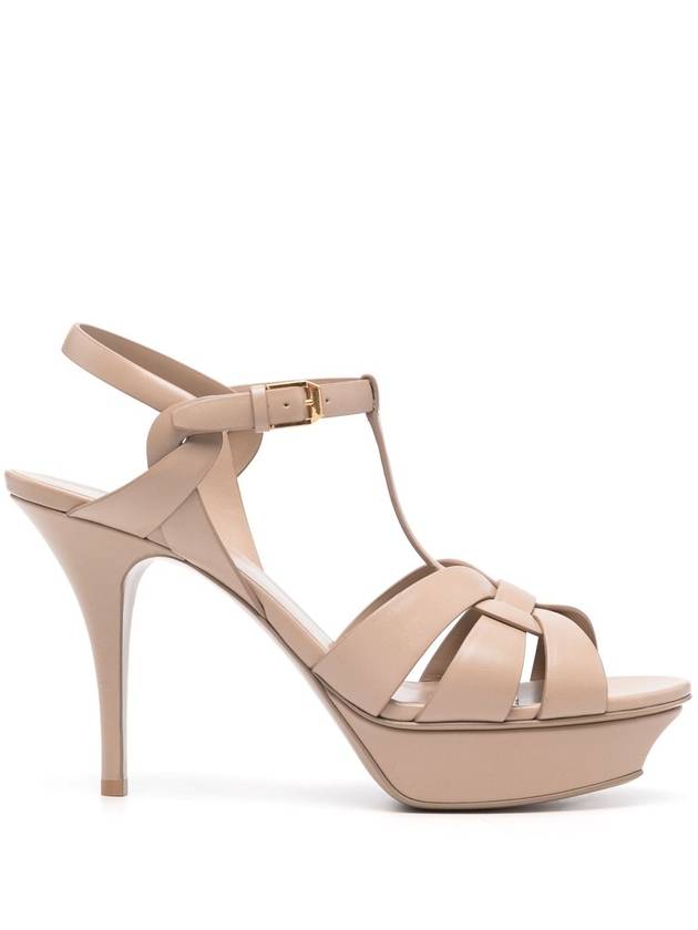 Women's Tribute Platform Sandals Heel Dark Beige - SAINT LAURENT - BALAAN 2