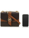 Greenwich Small Color Block Logo Saffiano Leather Cross Bag Brown - MICHAEL KORS - BALAAN 7