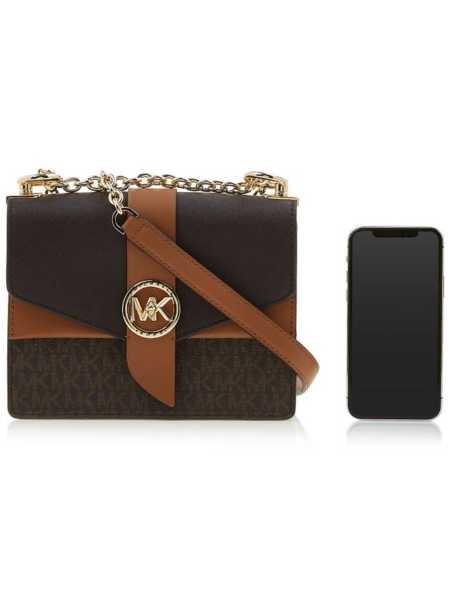 Greenwich Small Color Block Logo Saffiano Leather Cross Bag Brown - MICHAEL KORS - BALAAN 7