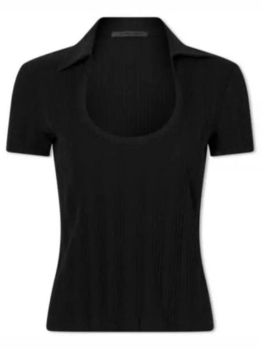 U-Neck Polo Shirt Black - HELMUT LANG - BALAAN 1