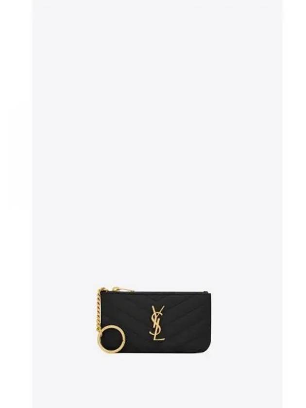 Matelasse Monogram Logo Key Pouch Bag Black - SAINT LAURENT - BALAAN 2