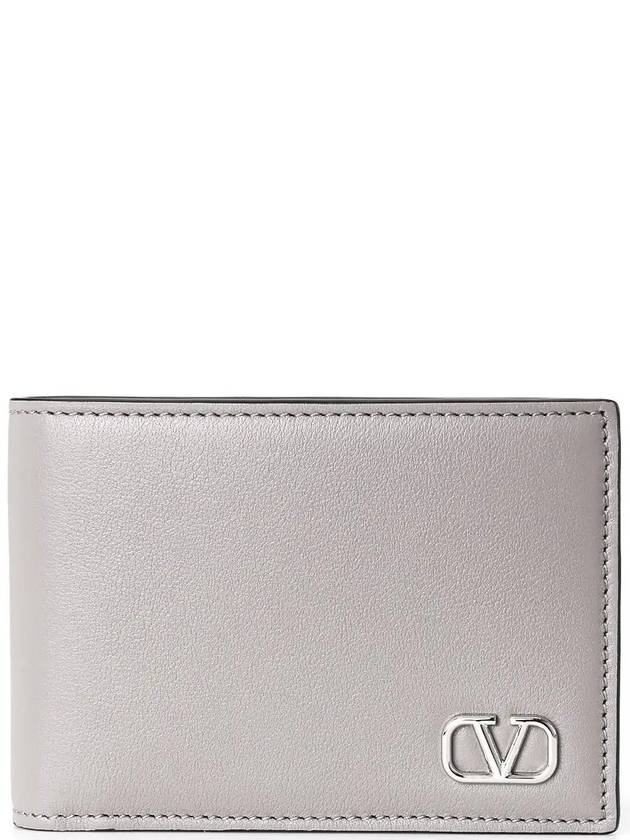 V Logo Signature Half Wallet Grey - VALENTINO - BALAAN 2