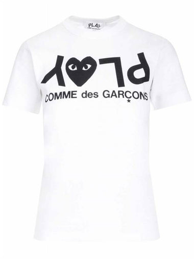 Women's Black Heart Reverse Logo Print Short Sleeve T-Shirt P1 T067 1 White - COMME DES GARCONS PLAY - BALAAN 1