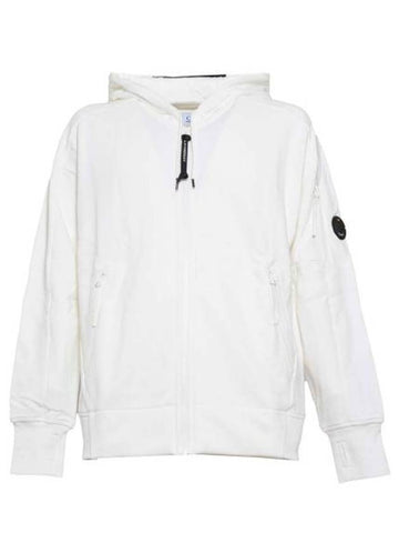 Diagonal Raised Fleece Hooded Jacket White - CP COMPANY - BALAAN 1