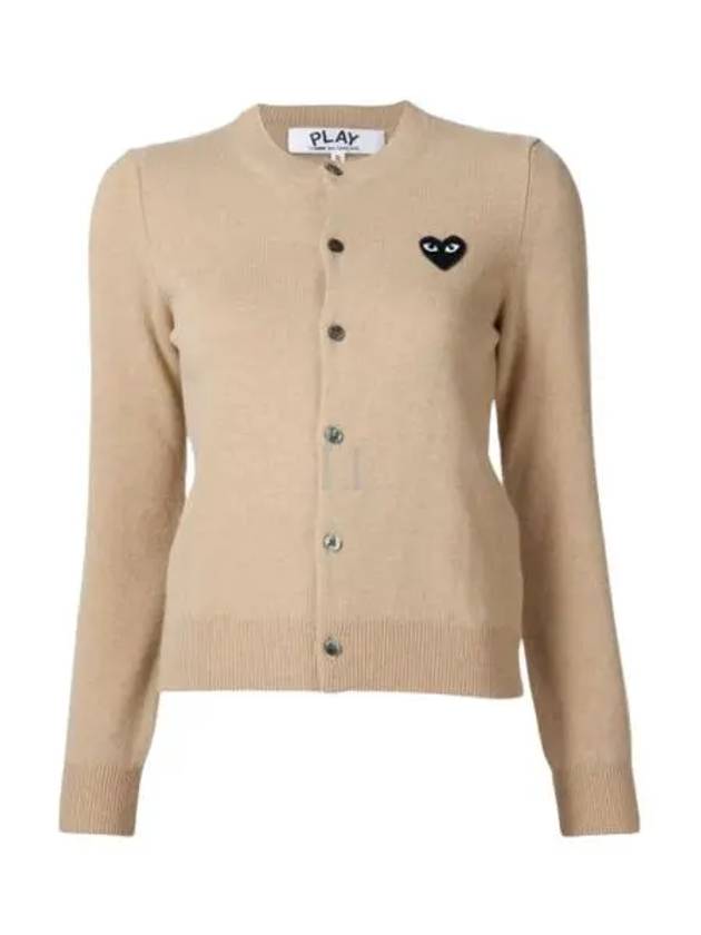 AX N023 051 3 Black Heart Waffen Wool Cardigan - COMME DES GARCONS - BALAAN 1