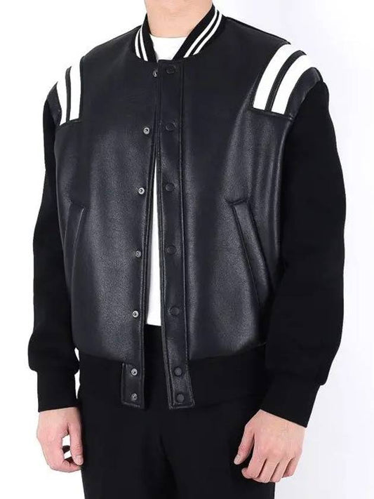 Leather neoprene stadium zip-up jacket 324C - NEIL BARRETT - BALAAN 1