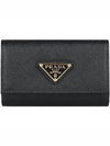 Saffiano Triangle Logo Key Holder Black - PRADA - BALAAN 3