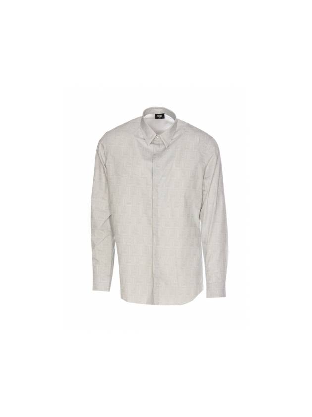 Shadow Cotton Long Sleeve Shirt Grey - FENDI - BALAAN 1