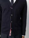 Men's Navy Classic Three-Stripe Backstripe Wool Cardigan - THOM BROWNE - BALAAN 4