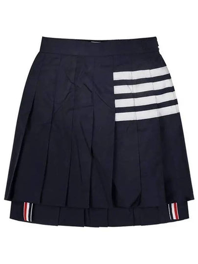 4 Bar Plain Weave Mini Pleated Skirt Navy - THOM BROWNE - BALAAN 2