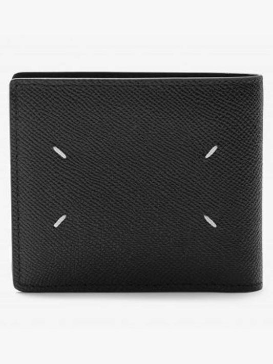 Stitched Grain Leather Half Wallet Black - MAISON MARGIELA - BALAAN 2