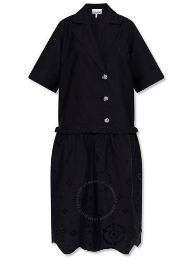 Ganni Broderie Anglaise Cotton-Poplin Midi Dress, Brand Size 34 (US Size 0) - GANNI - BALAAN 1