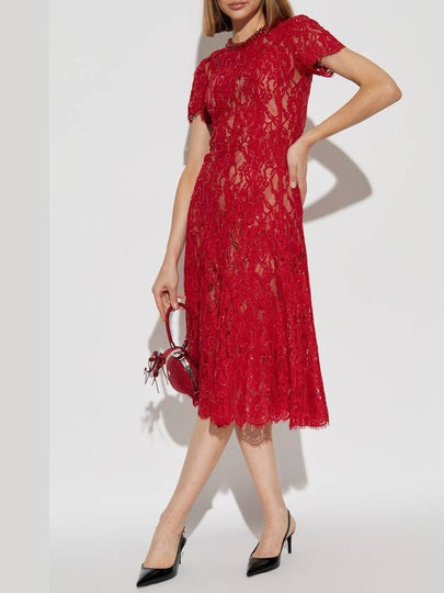 Self Portrait Lace Dress With Shimmering Crystals, Women's, Red - SELF PORTRAIT - BALAAN 2