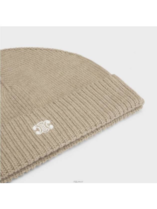 Triomphe Logo Beanie Beige - CELINE - BALAAN 3