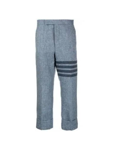 Donegal Tweed Low Rise 4 Bar Backstrap Straight Pants Light Blue - THOM BROWNE - BALAAN 1