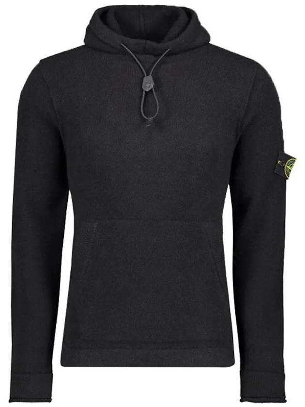 Men's Wappen Patch Hooded Knit Top Black - STONE ISLAND - BALAAN 2